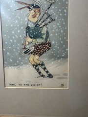 Forrest Niven (1862 – 1932) „Hail To The Chief“ Mixed Media Illustration- Framed