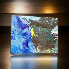 Original 11″x14″ Abstract Acrylic Fluid Art Pour Signed Painting (See Video)