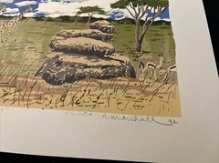 AFRICAN PLAINS Serigraph Print Enrica Marshall Safari Animals Zebra LIMITED /16