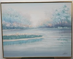 LEE REYNOLDS ABSTRACT LANDSCAPE LAkE SCENE 40X50 SOUTHWEST MODERNIST