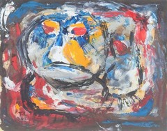 Tom Lindhardt. Expressive composition. Mixed media on paper, 1968.