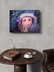 Original Acrylic Native Spirit Female Expressionistic Painting 12 X 16 In