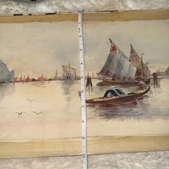 Vintage nautical Water Color Painting 19x 10 Signed AF Collin’s, NO FRAME