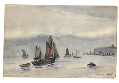 Pauline 1933 original watercolor seascape 6 x 9.5 inches