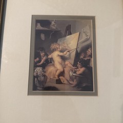 Vintage Set of 2 Cherubs Angels Picture Painting Golden Frame 11.5x 12.5”(8)