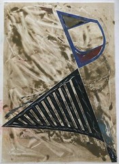 Unique Vintage 80s Abstract Geometric Shapes Monoprint Art Modern Signed Nutt