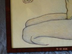 !!! FEMALE NUDE a` la EGON SCHIELE Monogrammed EBO (19) 83!!!