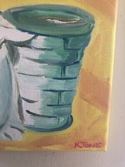 Bunny & Basket | Original Oil Painting Paper Mache candy Easter Art K C Jones