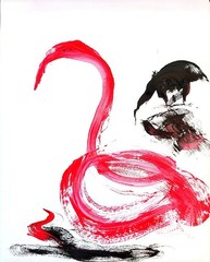 Swan Silhouette Silohette Vibrant Abstract Expressionism Gallery Paper Painting