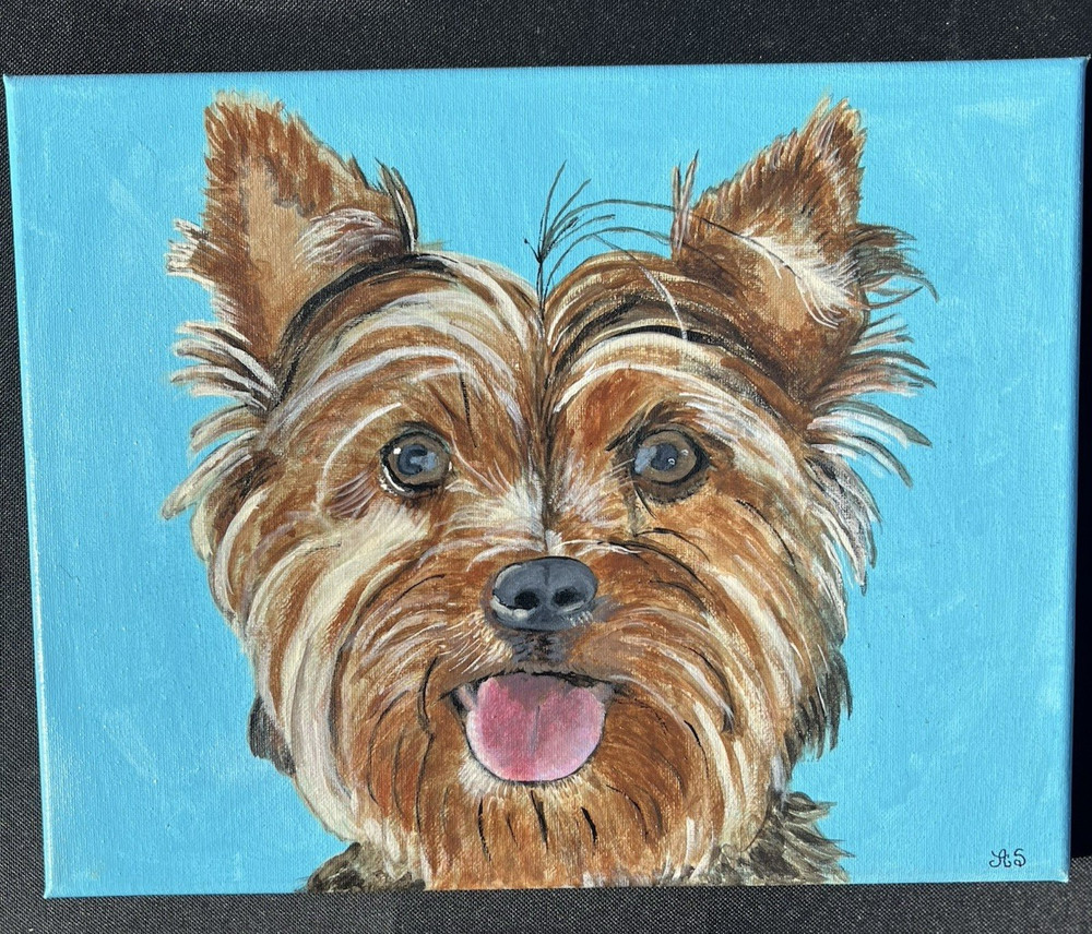 Yorkie Original Acrylic Painting by Anne Smith 11” X 14”