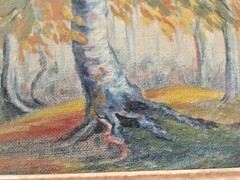 Vintage Original Small Gem Oil Painting Plein Air Landscape Trees Fall unsigned