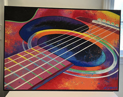 William Lopa „Guitar“ Painting Hand Embellished Giclee on Canvas Nice Piece!