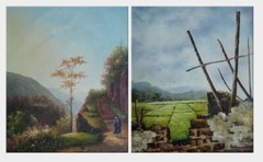 24×40 Rural Life And Scenery 2 Canvas Set Oil Painting Classic Village