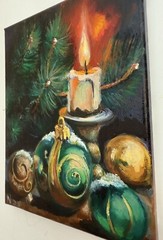 Christmas Tree, Original Painting oil,8x10inches, Wall Art Decor, Christmas Gift