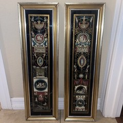 Pair of Neoclassical Reverse Paintings on Glass with Many Intricate Paintings