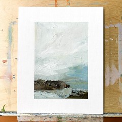 8×10 Original Oil Landscape Painting Abstract Expressive Seascape Calm Signed