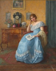 Karl Maria Schuster (1871-1953) „Lady reading in interior“, oil on canvas, 1926