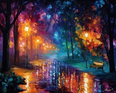 Leonid Afremov FESTIVAL LANTERN PATH Oil Paint 30″x24″ LIMITED EDITION GICLEE