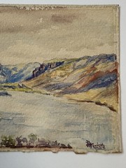 Watercolor Painting Landscape Grand Canyon ? Vintage Antique Canyon River