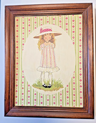 Holly Hobbie Oil Painting Framed 19 x 14.5 inches Set of 2 Paint by Number