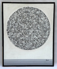 TERRI SIGNED TEXTURED ABSTRACT PAINTING FULL MOON LANDSCAPE SEASCAPE MINIMALIST