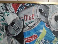 Anthony Mezza 1993 Photorealism Crushed Cans Oil On Canvas Painting Signed !