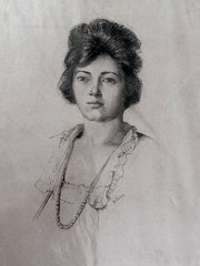 Original Charcoal Portrait of Woman by Charles St. Pierre (1896-1945) Signed