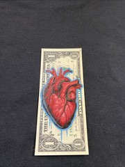 Anatomical Heart 1 Dollar bill painting Graffiti Art Street Art