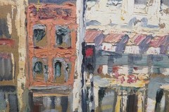 Signed Mid / Late 20thC English Impressionist oil painting LONDON STREET SCENE