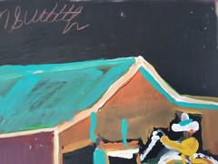Jimmy Lee Sudduth Folk Art Landscape Painting of Tractor and Barn
