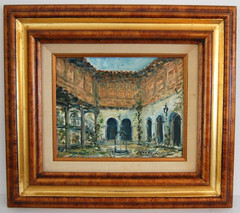 Original Oil Painting „Interior Colonial Patio“ Old Havana Cuba 10×8 Hecto Vidal
