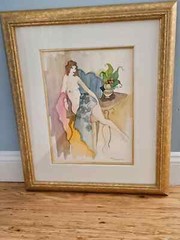 Itzchak Tarkay Framed Mixed Media Watercolor Over Serigraph, Titled: Andrea