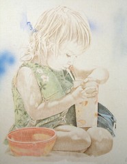 David Peter Ramos Untitled Original Drawing & Painting on Canvas little girl OBO