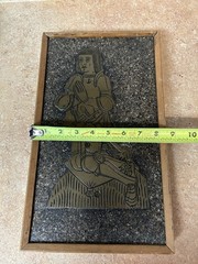 THOMAS GOLDE Brass Rubbing On Faux Granite Wall Hanging Decor Frame 14.5 x 8.5”