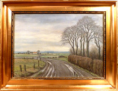 UNSIGNED! LANDSCAPE WITH FARMHOUSE ON A RAINY DAY
