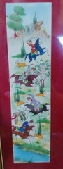 Persian Hand Painted Artwork in Wood Khatam Marquetry Frame Folk Art Hunting B1D