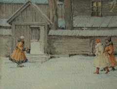 Egon Lehnert (Freudenthal/Schlesien 1891-) Kirchgang-Ukraine-Russland-1943.