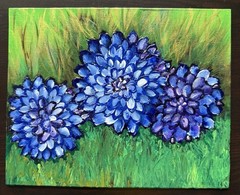 Original Impressionist Blue Hydrangea Flower Acrylic Painting – Unframed Canvas