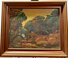 „Landscape with Trees and Boulders“ Unknown Artist
