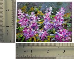 ACEO Original Oil Painting Lilac14 Mini Art Impasto 2.5×3.5in Signed OS