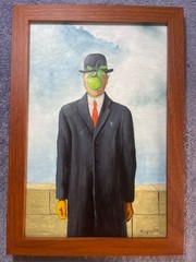 RENE MAGRITTE DRAWING ON ANTIQUE WOOD, FRAMED ON WOOD, SIGNED AND SEALED