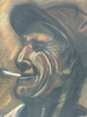 FINE ANTIQUE FIGURATIVE MAN PORTRAIT EXPRESSIONIST OIL PAINTING OLD VINTAGE 1930