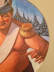 Vintage Unsigned Oil Painting Buryat Wrestler Mongolia Russia