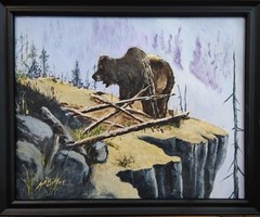 Original Wildlife Oil Painting „Mountain Grizzly“ by Marc Bitler