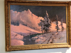 Russian Artist Ivan Nicoletzky Snowy Painting Red Sunset Mountains in the Snow