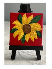 Mini SUNFLOWER Acrylic Painting – 2-1/2 x 2-1/2 inches