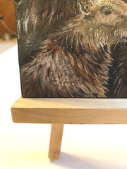 Oil Painting Of Wet Capybaras On Wooden Plaque OOAK Original 6.75 X 4.75 Inches