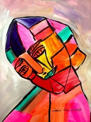 11″x14″ Modern Abstract Figure on Paper Wall Art