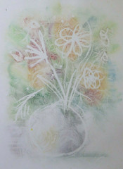 70X100 Cm Painting Of Vintage Modern Floral Flowers By Pancaldi P33.5