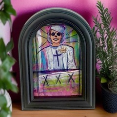Original Painting Dead Zombie Woman Ooak Framed Horror Gothic Art Halloween